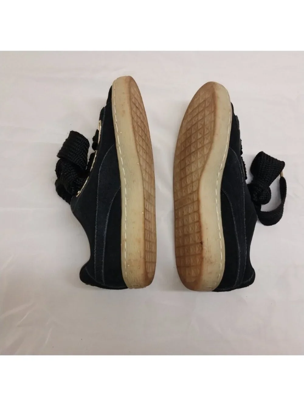 Puma Suede Womens Shoes Size 6 Black Gold Casual Sneakers
